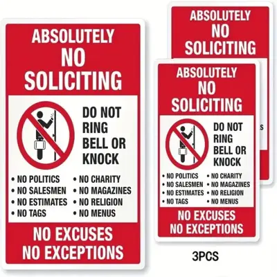 No Soliciting Sticker, 3pcs No Ring Doorbell or Knock Label Sticker, Home, Office, School, Hospital Supplies