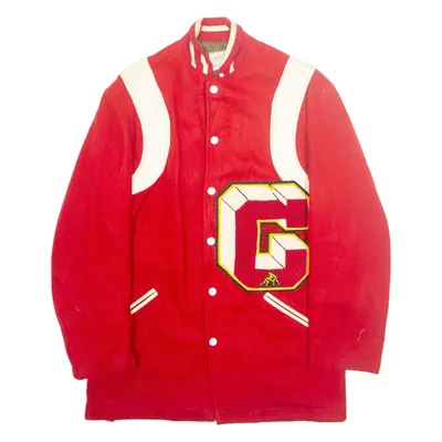 COANE Mens Varsity Jacket Red Wool L