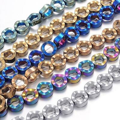 Electroplated Non-magnetic Synthetic Hematite Donut Beads Strands