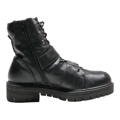 RIEKER Biker Boots Black Leather Womens UK 4