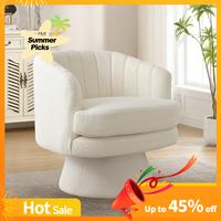【Summer Sale】Ebello Swivel Accent Chair, Modern Cozy Lambswool Accent Chair, Comfy Round Armchiars, 360 Degree Swivel Bar...