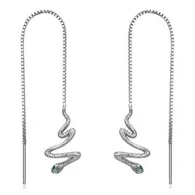 Sterling Silver Cubic Zirconia Snake Drop Earrings