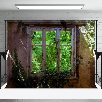 Aperturee Retro Stone Window Greenery Sunlight Spring Backdrop | Diy Spring Photo Backdrop | Spring Backdrops For Photography...
