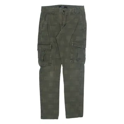 ZUIKI Check Cargo Trousers Green Regular Tapered Mens W28 L28