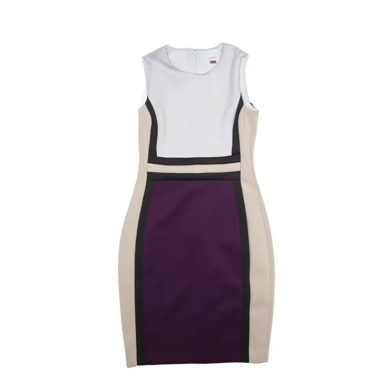 CALVIN KLEIN Pencil Dress Purple Sleeveless Short Womens UK 10