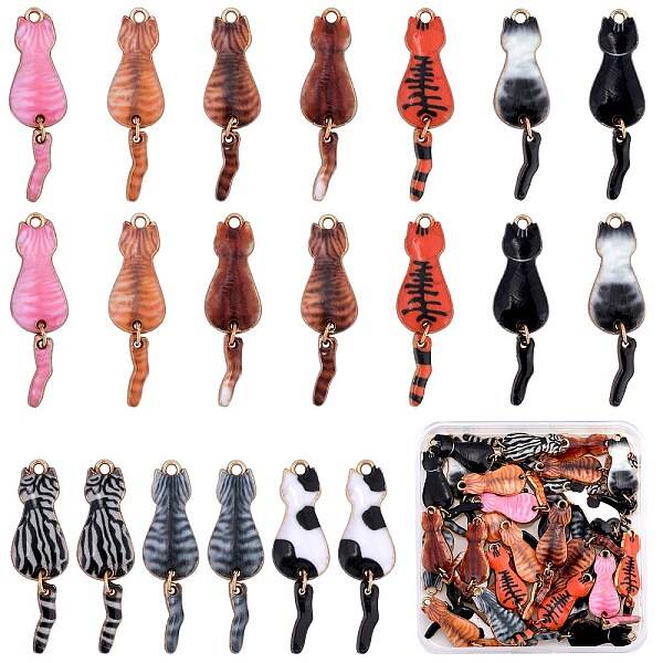 40Pcs 10 Styles Rack Plating A1lloy Enamel Pendants