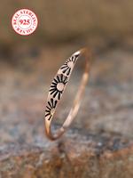 S925 Sterling Silver Sun Embossed Decor Ring, 2025 New Style Fashion Accessories for Women & Girls, Trendy All-match 925 Jewe...