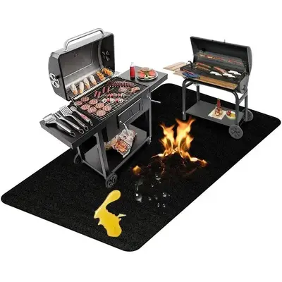 Outdoor Barbecue Mat, 1 Count Double Sided Fireproof Barbecue Mat, Oil-proof & Waterproof BBQ Protective Pad, Barbecue Utensi...
