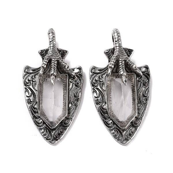 Natural Quartz Crystal Faceted Big Pendants