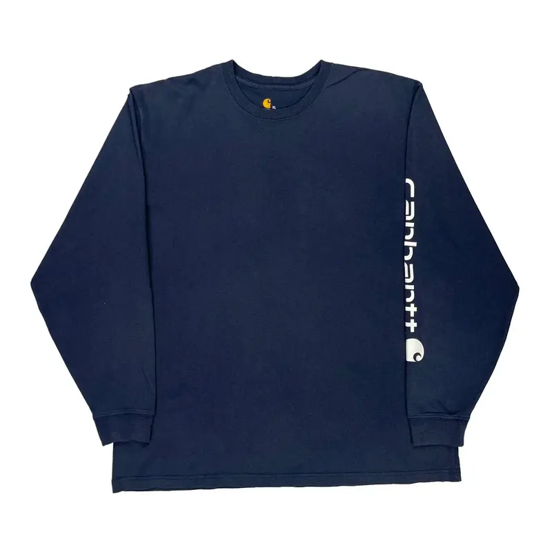 Carhartt Long Sleeve T-Shirt - XL Navy Cotton