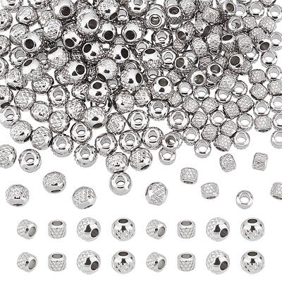 200Pcs 2 Style 304 Stainless Steel Beads