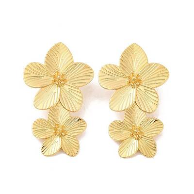 Brass Clear Cubic Zirconia Stud Earrings for Women