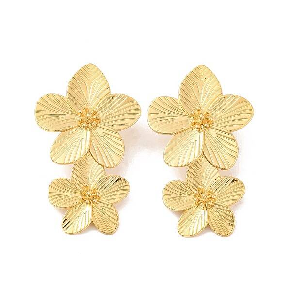Brass Clear Cubic Zirconia Stud Earrings for Women