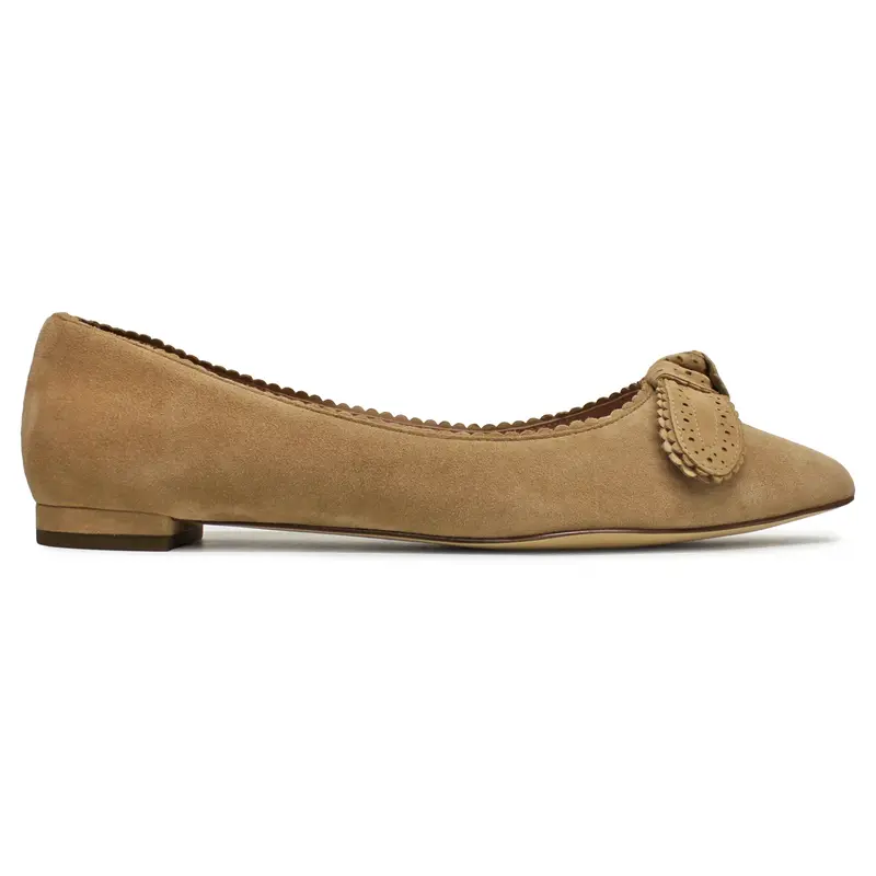 Cole Haan Bellport Bow Skimmer Suede Women's Slip On Shoes - Blush Tan - Size:US 10 Women
