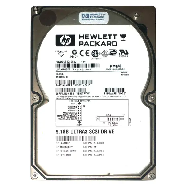 P1217A HP 9.1GB Ultra-160 SCSI 7200 3.5-inch Hard Drive