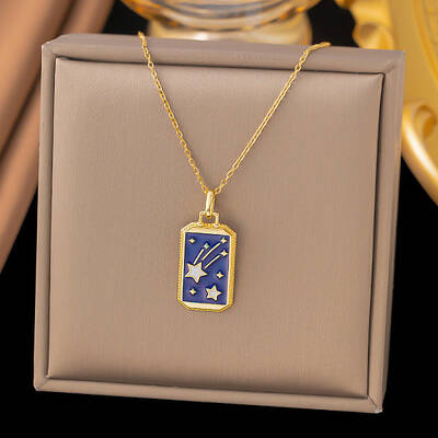 Rectangle Tarot 304 Stainless Steel with Enamel Pendant Necklaces for Women