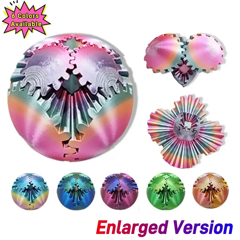 [PLUS] 3D Printed Heart-shaped Gear Ball, 1 Count  Spin Ball Gear, Work Or Travel Stress Relief Fidget Toy, Perfect for Stre...