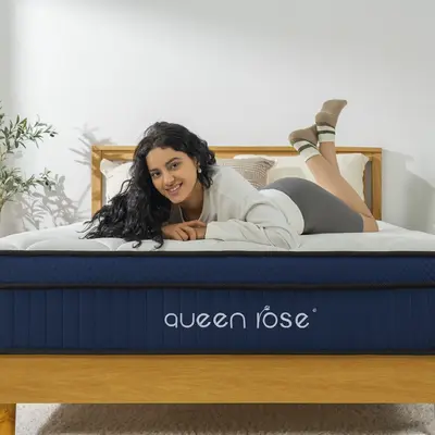 Queen Rose Medium Soft Luxury Hybrid Spring Mattress Lite, Fiberglass FREE, Comfort Gel Memory Foam, Individual Pocket Spring...