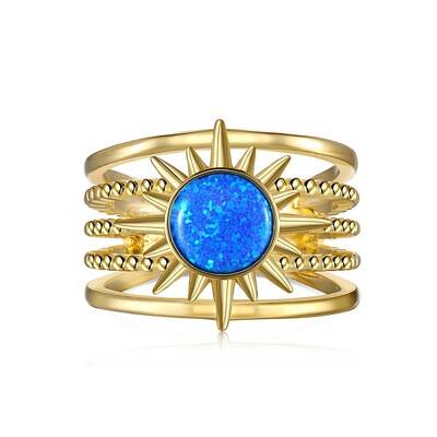 Sun 925 Sterling Silver Wide Band Rings