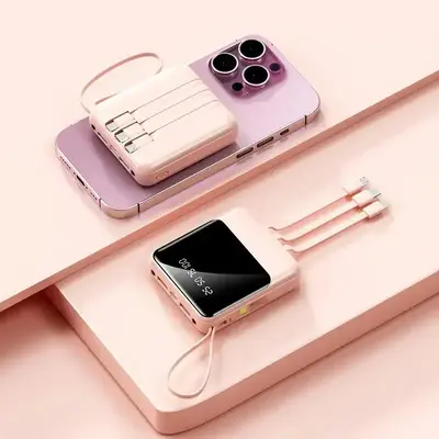 Portable Power Bank, 10000mAh Personalized Power Bank with 4 Cables, Smartphone Portable External Battery Charger for iPhone...