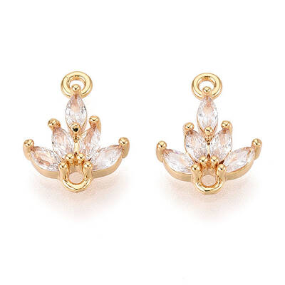 Brass Pave Clear Cubic Zirconia Connector Charms