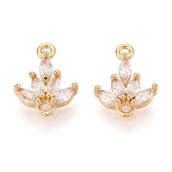Brass Pave Clear Cubic Zirconia Connector Charms