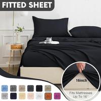 Ultra Soft Fitted Sheet Queen Deep Pocket Breathable Microfiber Full Fitted Bed Sheets Sheet Machine Washable Fitted Sheets
