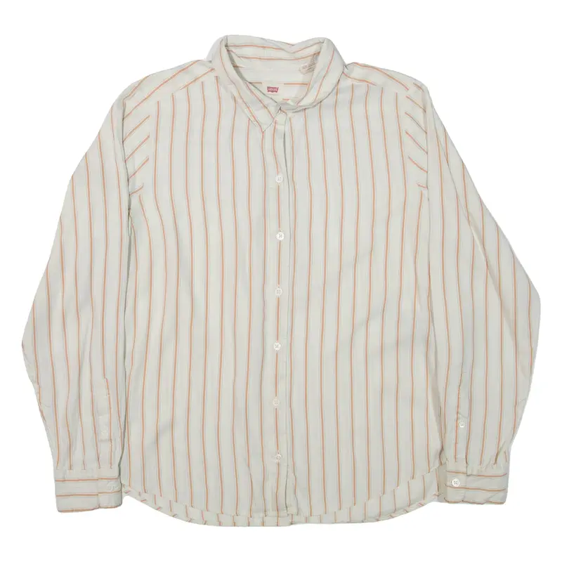LEVI'S Mens Shirt Beige Striped Long Sleeve L