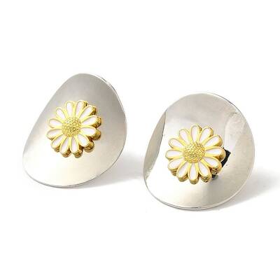 Rack Plating Brass Enamel Stud Earrings