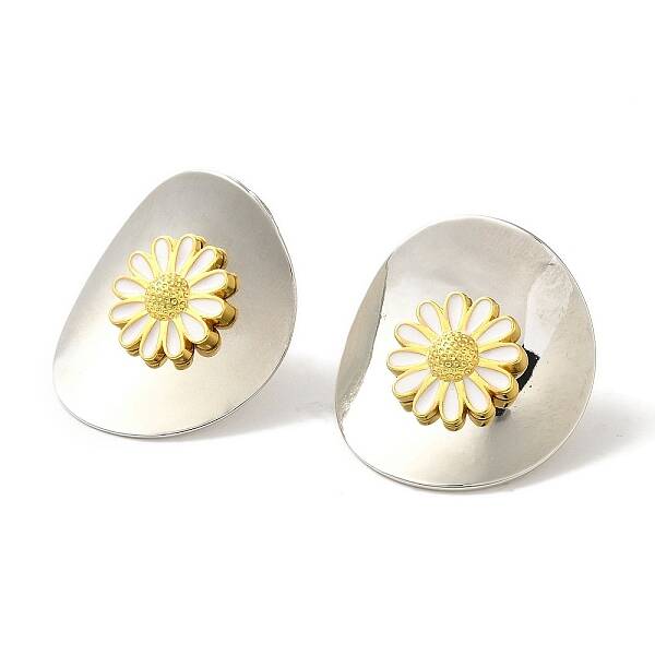 Rack Plating Brass Enamel Stud Earrings