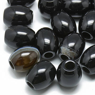 Dyed & Heated Natural Black Agate Beads
