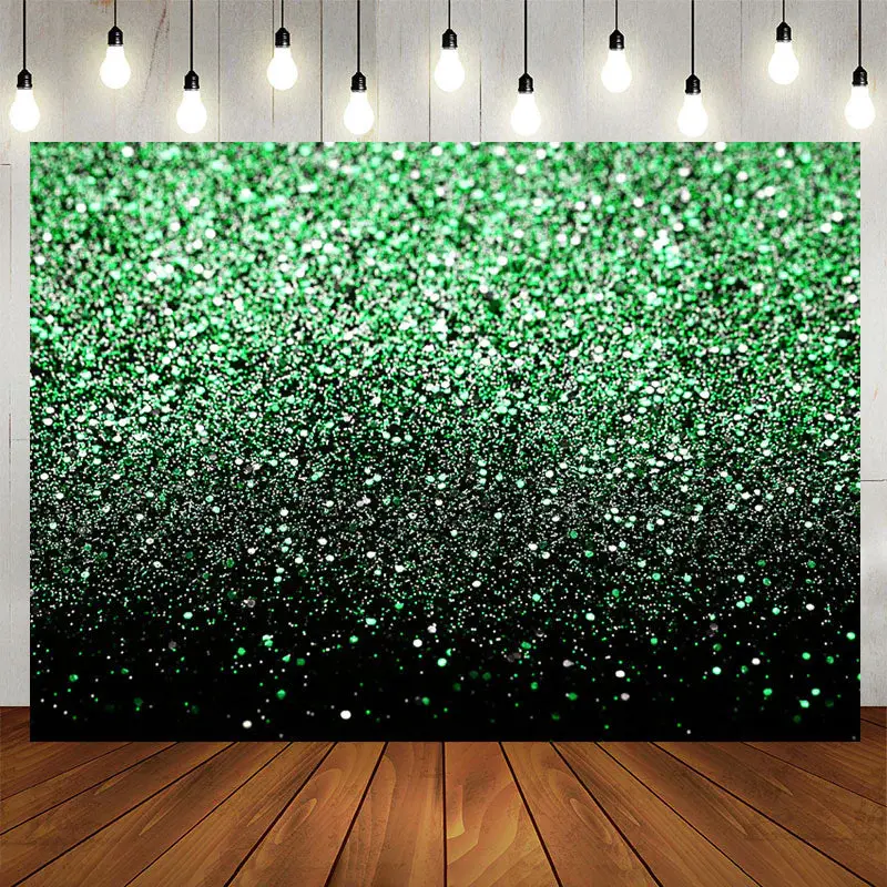 Aperturee Green Bokeh Glitter Black Birthday Party Backdrops