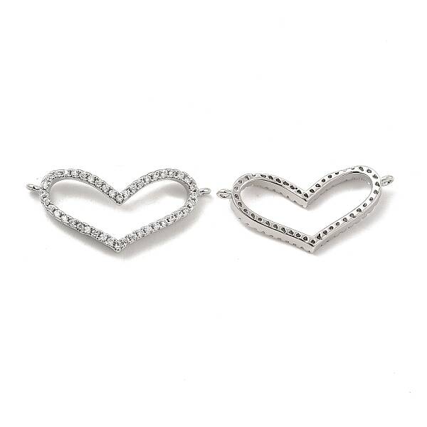 Brass Micro Pave Clear Cubic Zirconia Connector Charms