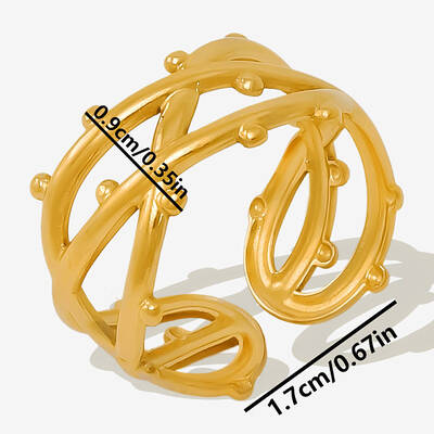 304 Stainless Steel Minimalist Double Layer Cross Over Open Cuff Rings for Women