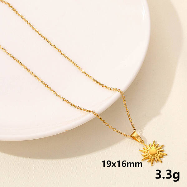 304 Stainless Steel Sun Pendant Necklace