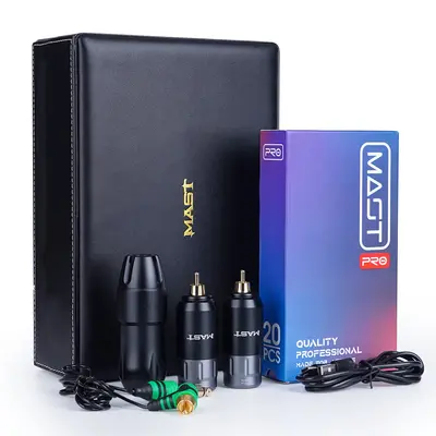 Mast Tour Pro Coreless Motor Permanent Tattoo Rotary Pen Wireless Machine Kit with Two Batteries Mast Pro Needles Cartridge S...
