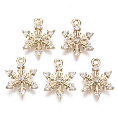 Brass Micro Pave Cubic Zirconia Charms for Christmas