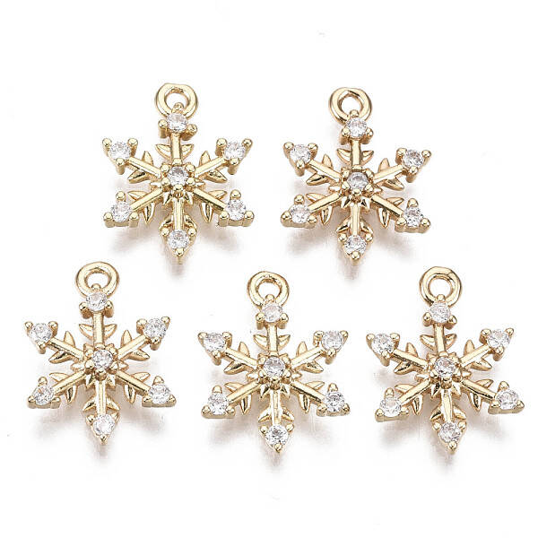 Brass Micro Pave Cubic Zirconia Charms for Christmas
