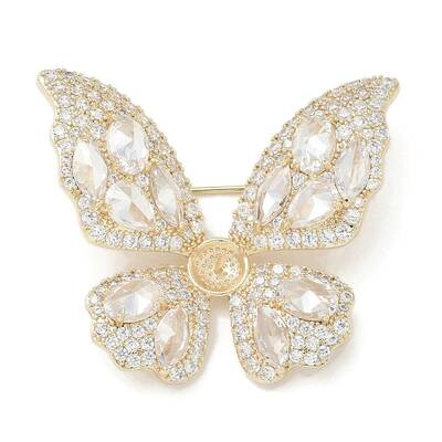 Butterfly Brass Cubic Zirconia Brooches