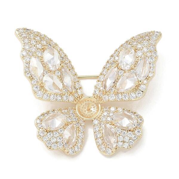 Butterfly Brass Cubic Zirconia Brooches