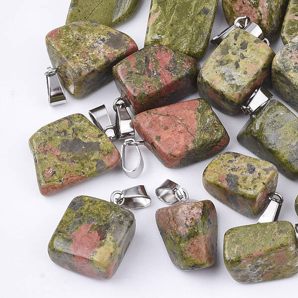 Natural Unakite Pendants