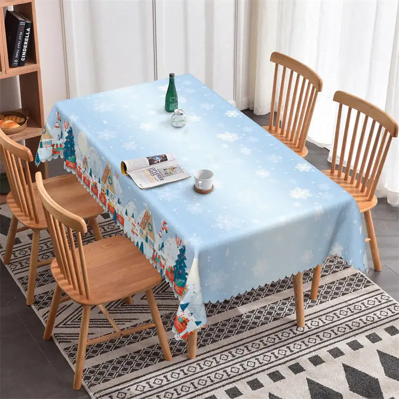 Christmas Town Ferris Wheel Snow Party Tablecloth - Aperturee