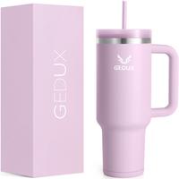 GEDUX 40oz Tumbler with Handle - Stainless Steel, 2-in-1 Leak Proof Lid, Non-Slip Silicone, Cupholder Friendly, Dishwasher Sa...