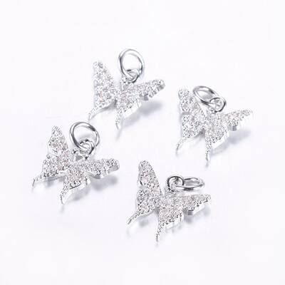 Long-Lasting Plated Brass Micro Pave Cubic Zirconia Charms
