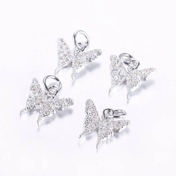 Long-Lasting Plated Brass Micro Pave Cubic Zirconia Charms