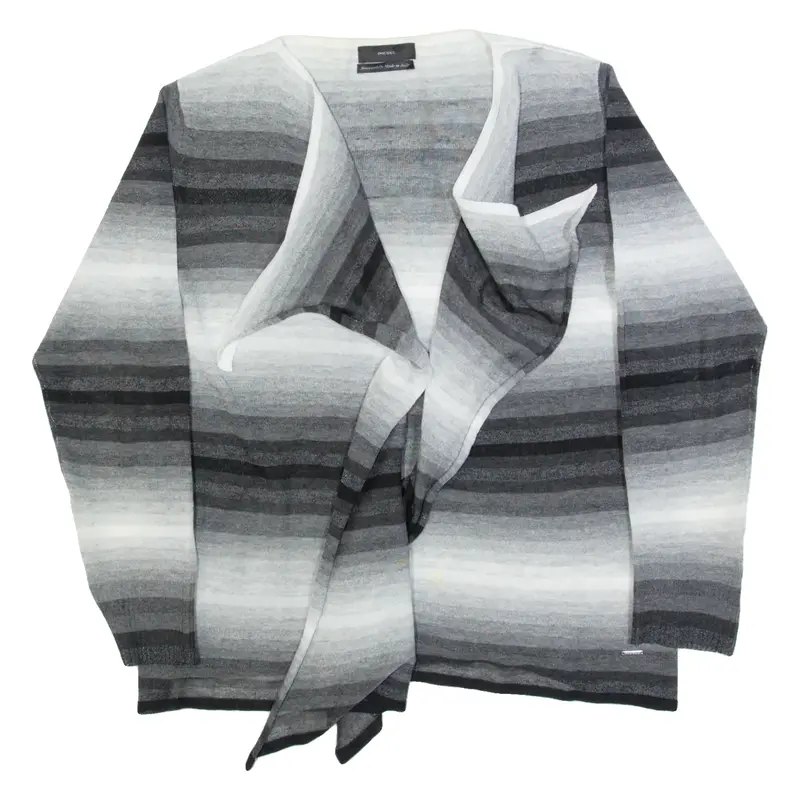 DIESEL Womens Kimono Blouse Grey Long Sleeve Striped L