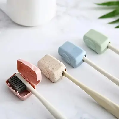 Random Color Plastic Toothbrush Head Protectors, 4counts Bathroom Accessories Dust-proof Storage Cases, Portable Tooth Heads,...