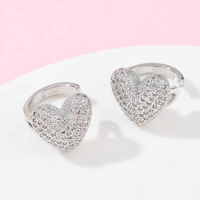 Brass Micro Pave Clear Cubic Zirconia Cuff Earrings