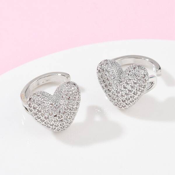 Brass Micro Pave Clear Cubic Zirconia Cuff Earrings