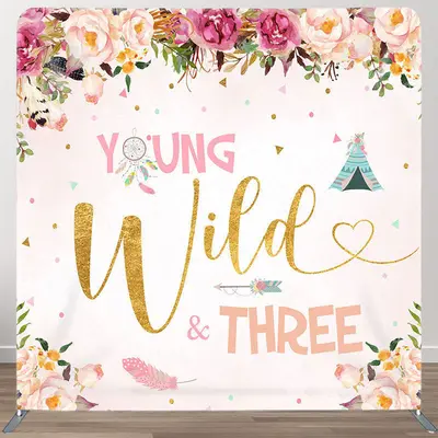 Aperturee Young Wild Three Fabric Backdrop Cover for Birthday - Aperturee